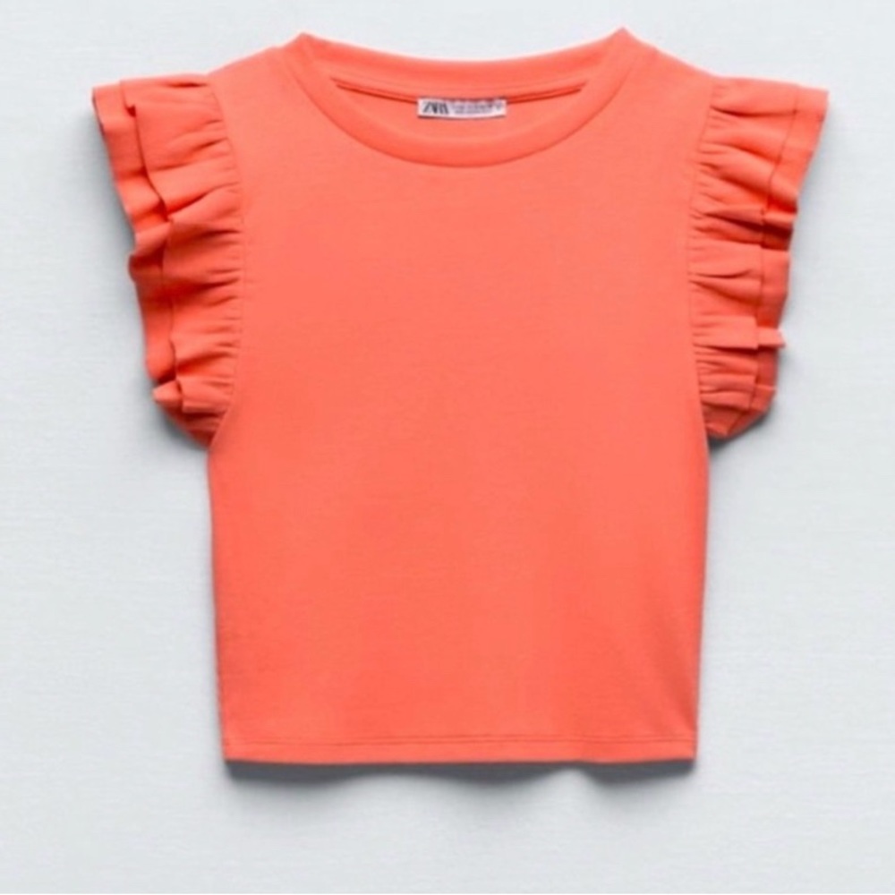 Zara ruffle top! Peach color.